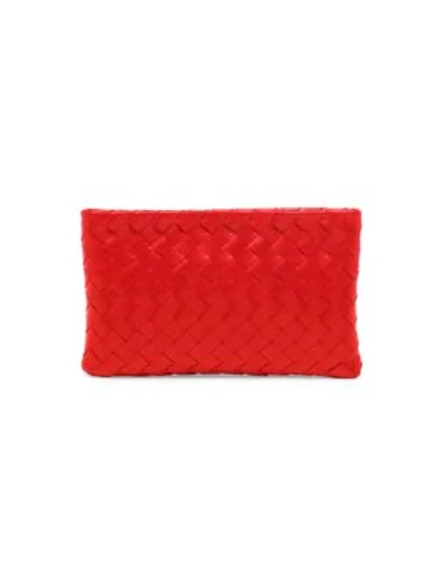 Shop Bottega Veneta Small Leather Pouch In Red