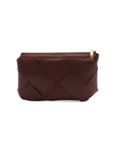 Shop Bottega Veneta Large Leather Pouch In Bordeaux