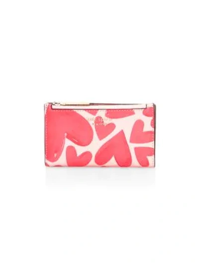 Shop Kate Spade Spencer Ever Fallen Heart-print Slim Bi-fold Wallet In Pink