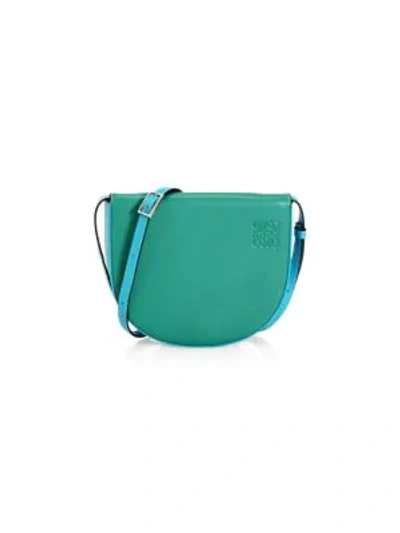Shop Loewe Heel Leather Saddle Bag In Emerald