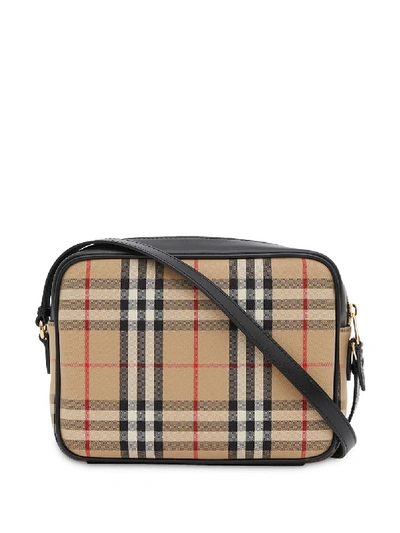 Shop Burberry Leather Camera Bag In Beige