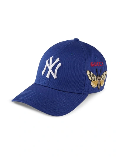 Shop Gucci Yn Yankees Baseball Cap In Blue