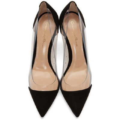 Shop Gianvito Rossi Black Suede Plexi 85 Heels