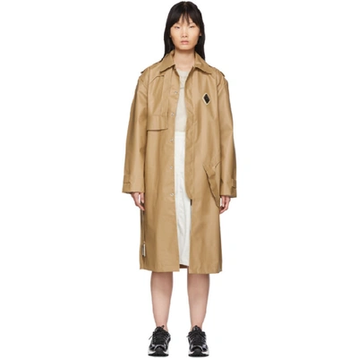 Beige Design Lined Mac Trench Coat In Bone