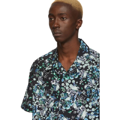 Shop Givenchy Black And Multicolor Hawaii Shirt In 012 Blk/blu