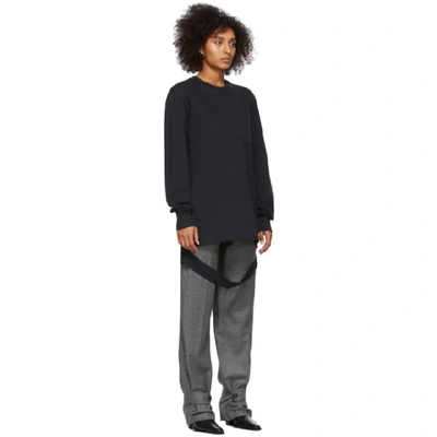 Shop Helmut Lang Black Side Strap Long Sleeve T-shirt In Basalt Blk