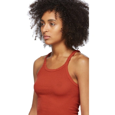 Shop Re/done Red Ribbed Tank Top In Red Orange