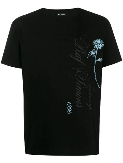 Shop Raf Simons Rose Logo T-shirt In Black