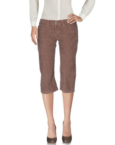 Shop Dondup Cropped Pants & Culottes In Cocoa