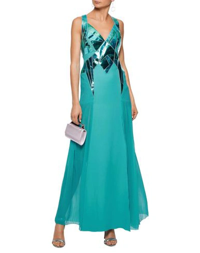 Shop Versace Long Dresses In Turquoise