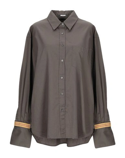 Shop Robert Friedman Solid Color Shirts & Blouses In Military Green
