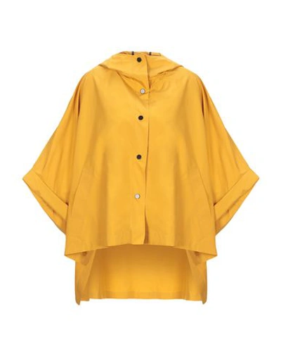 Shop Isabel Benenato Woman Overcoat & Trench Coat Ocher Size 2 Polyester In Yellow