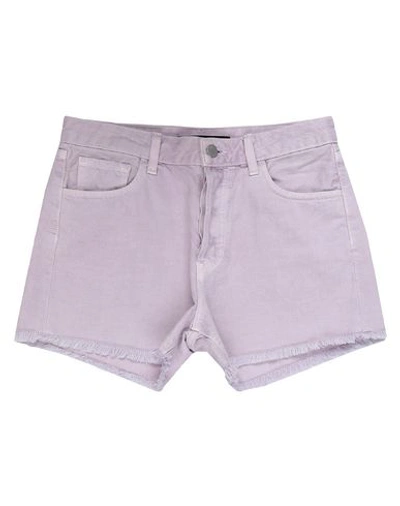 Shop J Brand Woman Denim Shorts Lilac Size 24 Cotton In Purple
