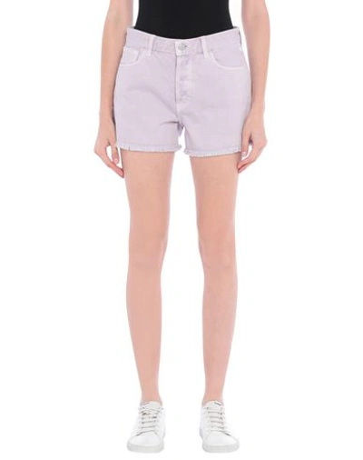Shop J Brand Woman Denim Shorts Lilac Size 25 Cotton In Purple