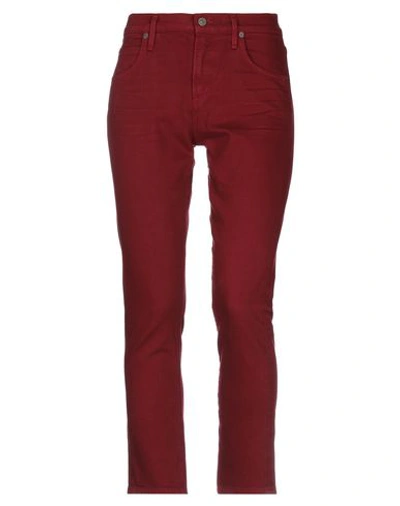Shop Citizens Of Humanity Woman Jeans Burgundy Size 27 Cotton, Polyurethane In Red