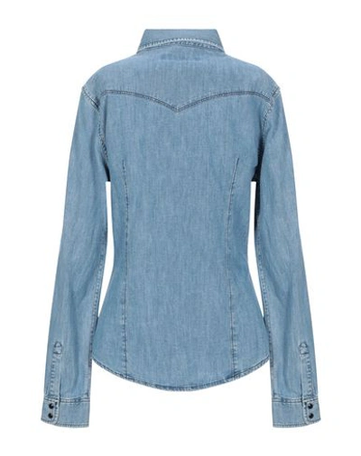 Shop Karl Lagerfeld Woman Denim Shirt Blue Size S Cotton