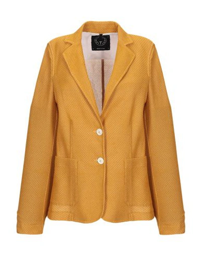 Shop T-jacket By Tonello Woman Blazer Ocher Size M Cotton In Yellow