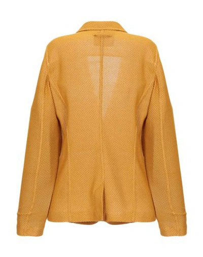Shop T-jacket By Tonello Woman Blazer Ocher Size M Cotton In Yellow
