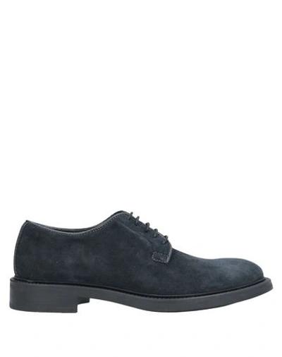 Shop A.testoni Laced Shoes In Dark Blue