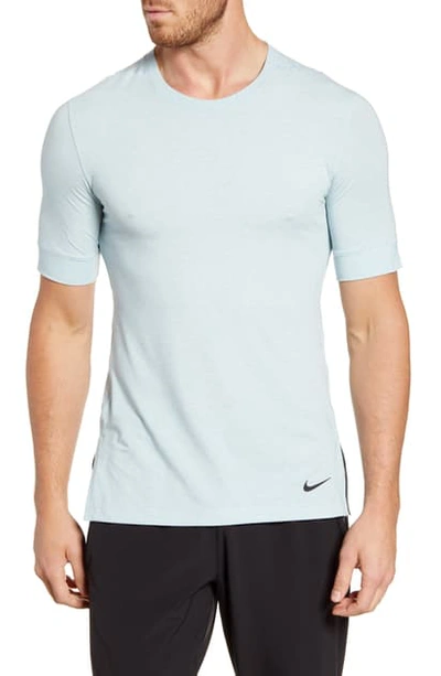 Nike Dri-fit Transcend Yoga T-shirt In Ocean Cube/ Spruce Aura | ModeSens