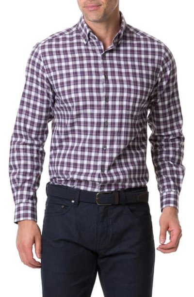 Shop Rodd & Gunn Monaghan Regular Fit Check Flannel Button-up Shirt In Burgundy