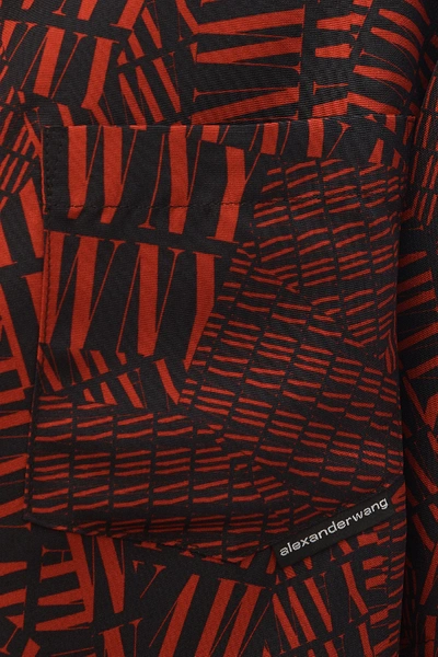 Shop Alexander Wang Silk Printed Logo Shirt In Black/red