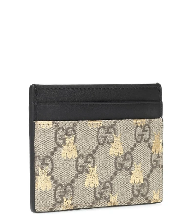 Shop Gucci Gg Supreme Bees Card Holder In Beige