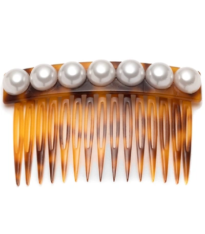 Shop Dannijo Jessa Pearl Hair Comb In Tortoise