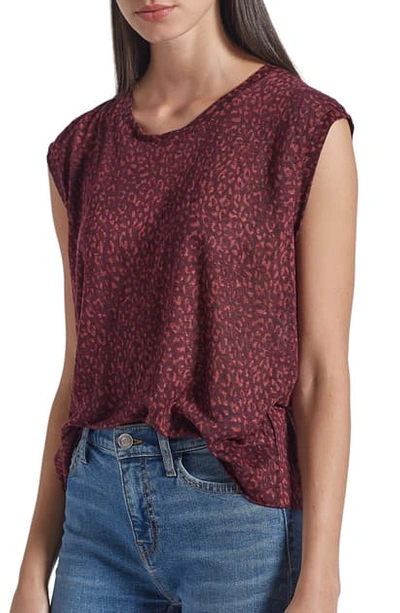 Shop Current Elliott The Jax Leopard Print Muscle Tee In Burgundy Leopard