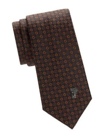 Shop Versace Logo Silk Tie In Orange