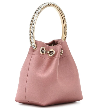 Shop Jimmy Choo Bon Bon Satin Bucket Bag In Pink