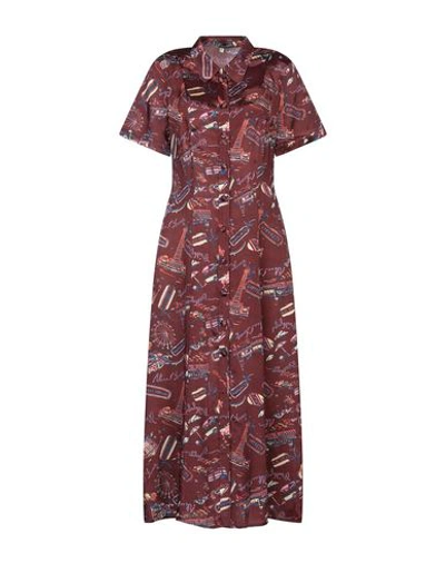 Shop Alexa Chung Alexachung Woman Midi Dress Cocoa Size 4 Viscose, Cupro In Brown