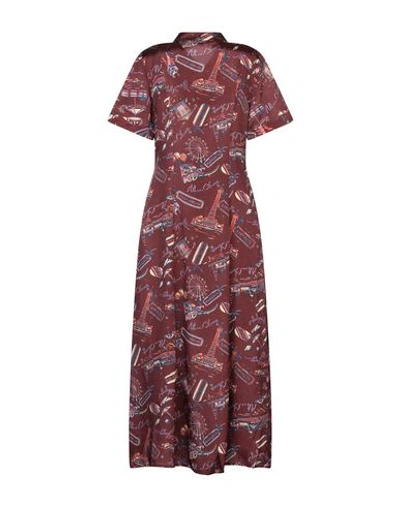 Shop Alexa Chung Alexachung Woman Midi Dress Cocoa Size 4 Viscose, Cupro In Brown