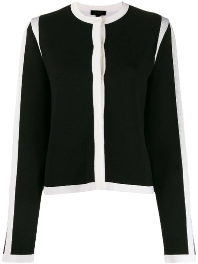 Shop Escada Long Sleeved Contrast-edge Cardigan In Black