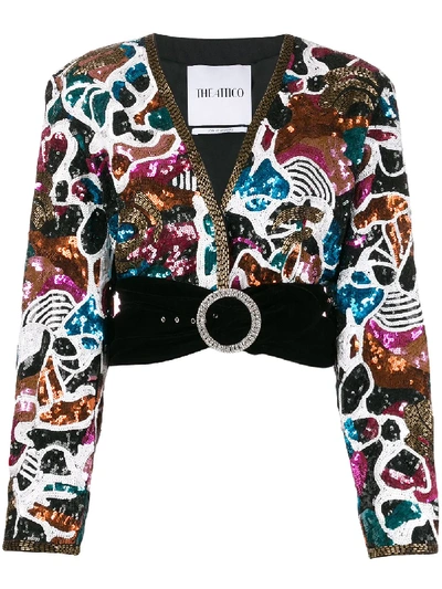 BELTED SEQUINED COTTON JACKET