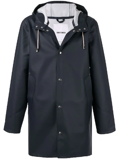 Shop Stutterheim Drawstring Raincoat In 蓝色