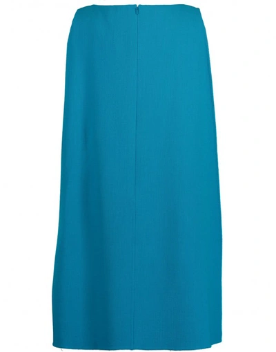 Shop Oscar De La Renta Shift Dress With Cape In Turquois