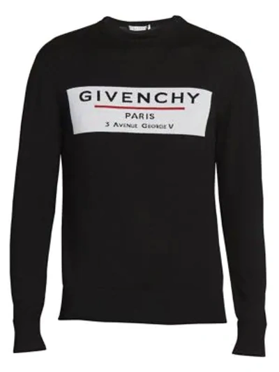 Shop Givenchy Men's Label Wool Sweater In Black White