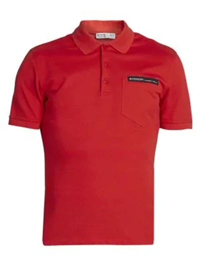 Shop Givenchy Logo Tape Pocket Polo In Red