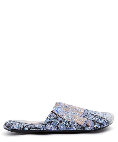 Shop Liberty London Dora Tawn Lawn Cotton Travel Slippers In Navy