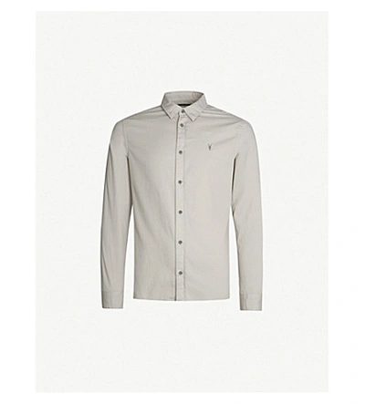 Shop Allsaints Redondo Slim-fit Cotton Shirt In Flint Grey