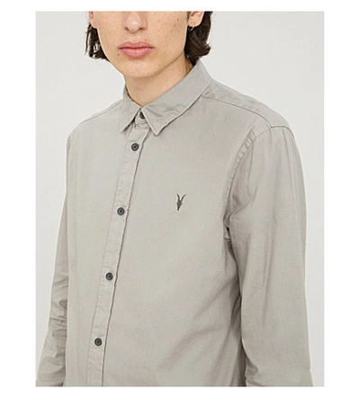 Shop Allsaints Redondo Slim-fit Cotton Shirt In Flint Grey