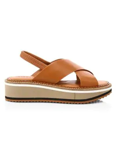Shop Clergerie Women's Freedom Leather Flatform Slingback Sandals In Ground