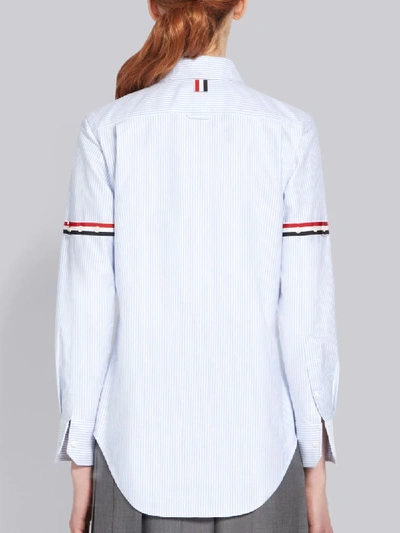 Shop Thom Browne Blue University Stripe Oxford Grosgrain Armband Long Sleeve Shirt