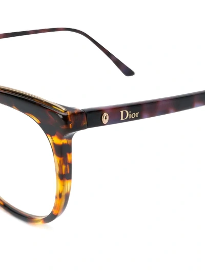 Shop Dior Eyewear Montaigne49 Tortoise Acetate In Brown