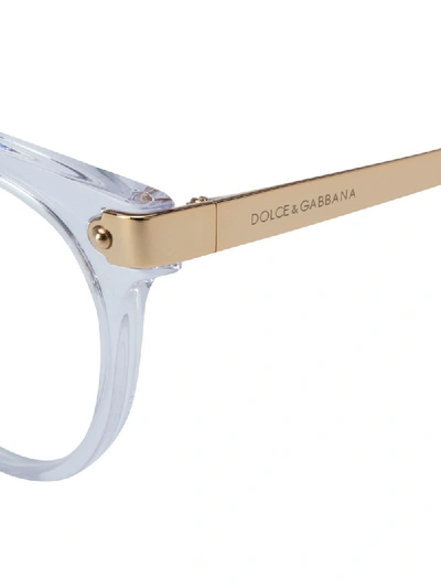 Shop Dolce & Gabbana Round Transparent Glasses In Neutrals