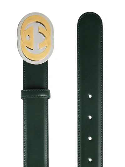 Shop Gucci Gg Buckle Belt In Green