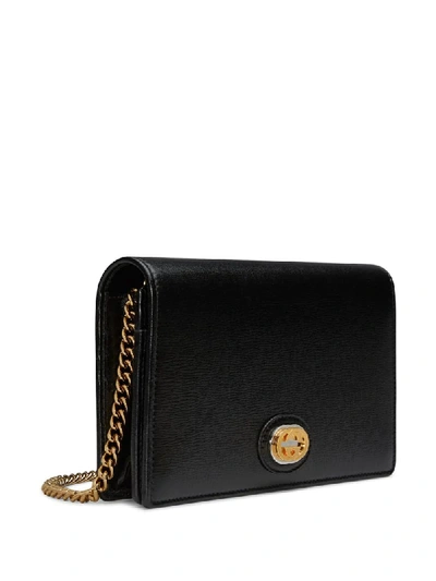 Shop Gucci Gg Plaque Chain Wallet In Black