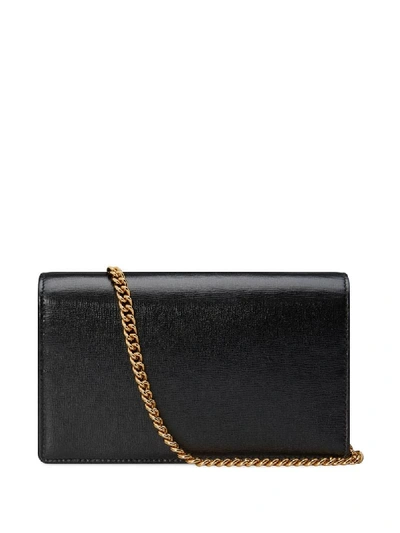 Shop Gucci Gg Plaque Chain Wallet In Black