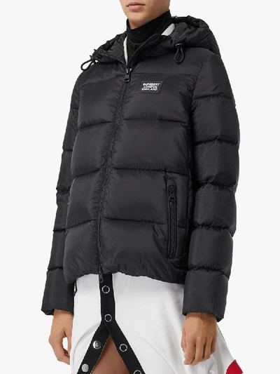 Shop Burberry Monogram Stripe Puffer Jacket In Black